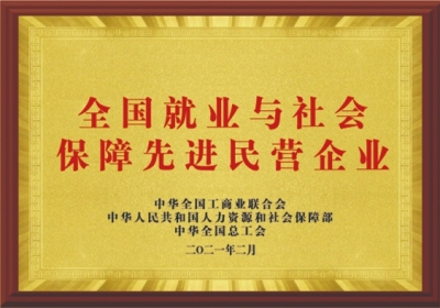 全國(guó)就業(yè)與社會(huì)保障先進(jìn)民營(yíng)企業(yè)